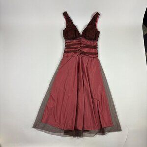 Vintage Y2K Babydoll Dress Womens 4 Pink & Brown Whimsygoth Sheer Beaded